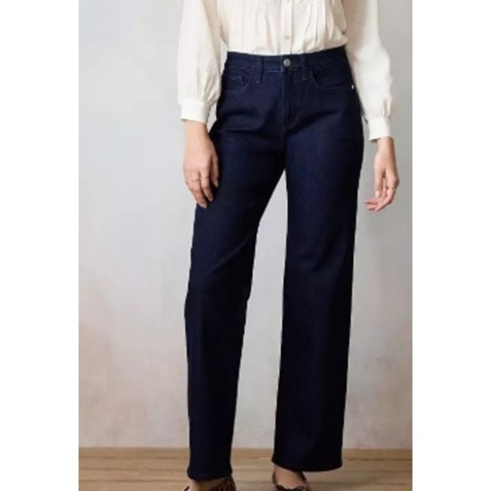LC Lauren Conrad Super High Rise True Straight Dark Wash Denim Stretch Jeans 12